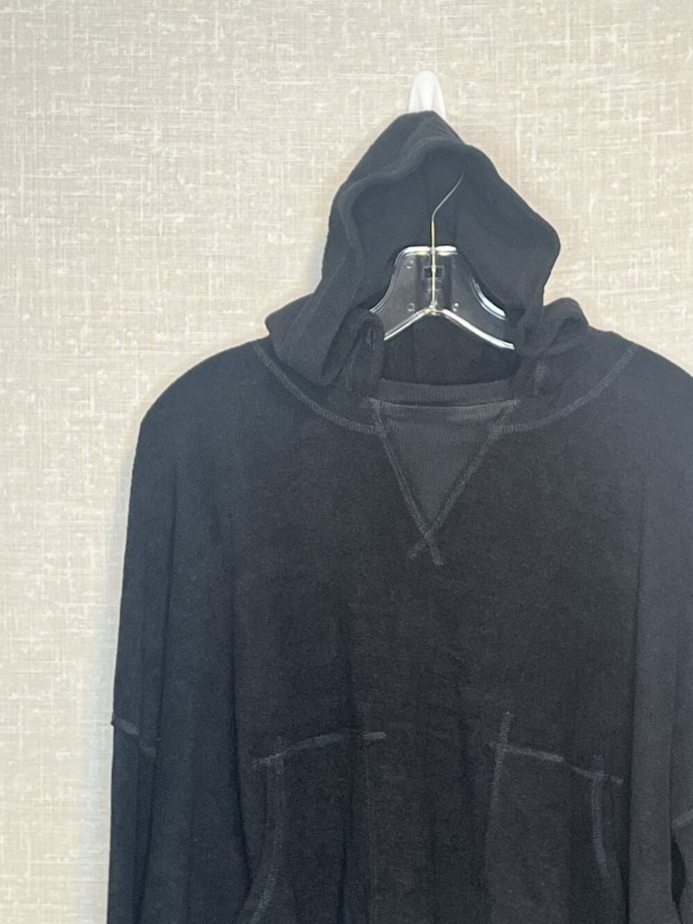 FP Movement Free People Radiant Hoodie Small Black Terry Oversized Pullover - Picture 3 of 6